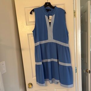 Blue tiered Sleeveless Dress